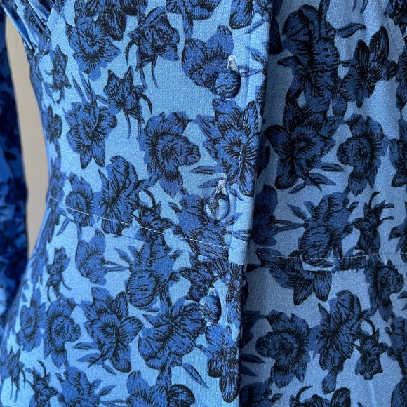 Whistles Women Blue Floral midi dress long sleeves size US8 NWT - Picture 9 of 16